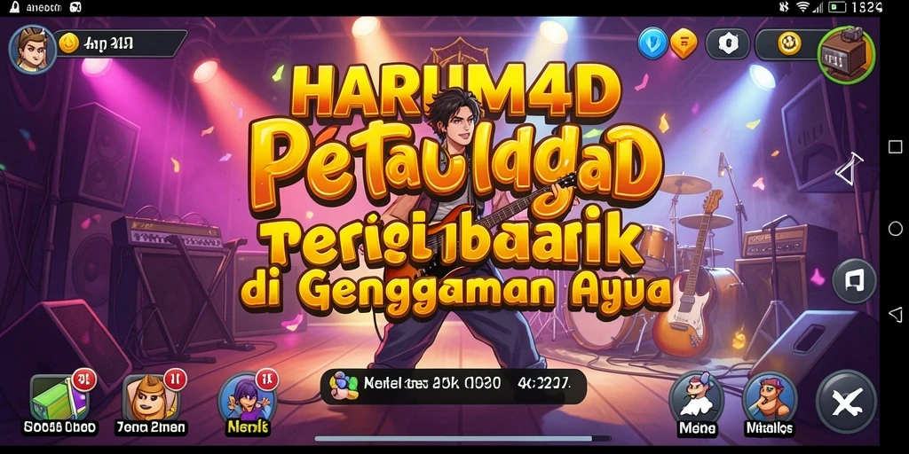 Screenshot utama HARUM4D menampilkan gameplay musik yang seru.