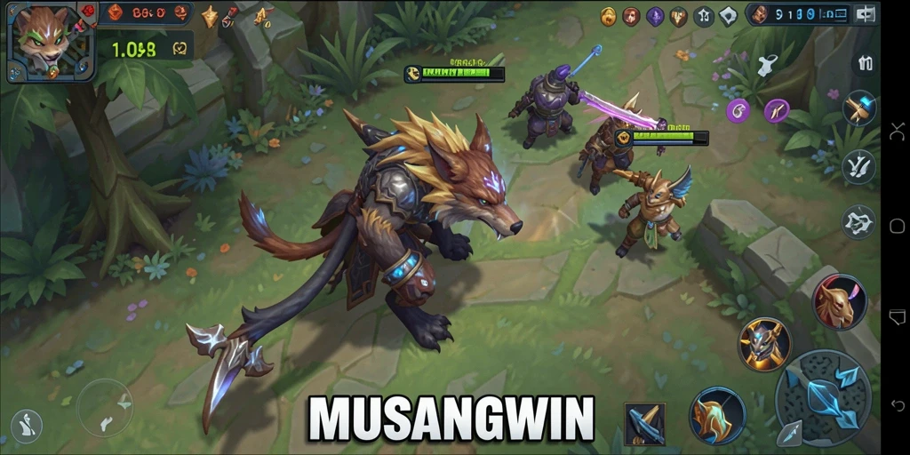 Tangkapan layar <strong>MUSANGWIN</strong> menampilkan aksi pertempuran yang mendebarkan di arena MOBA.