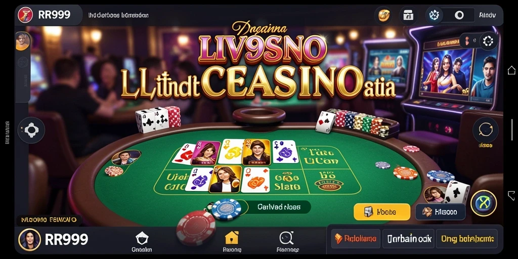 Screenshot utama RR999 menampilkan dealer langsung dan interaksi permainan yang seru.