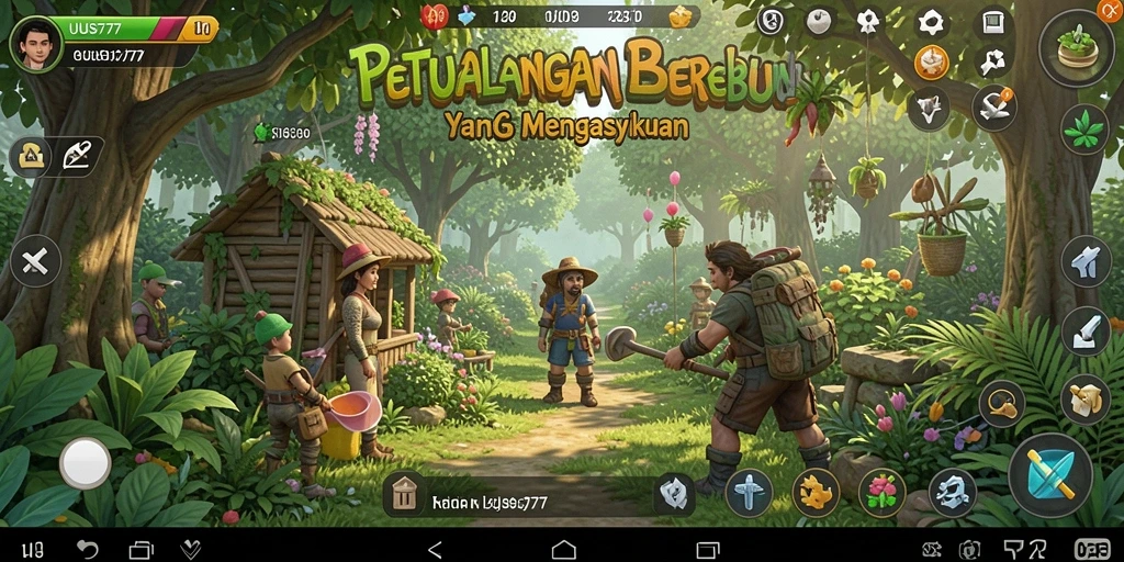 Tangkapan layar gameplay UUS777 menampilkan aktivitas berkebun yang seru.